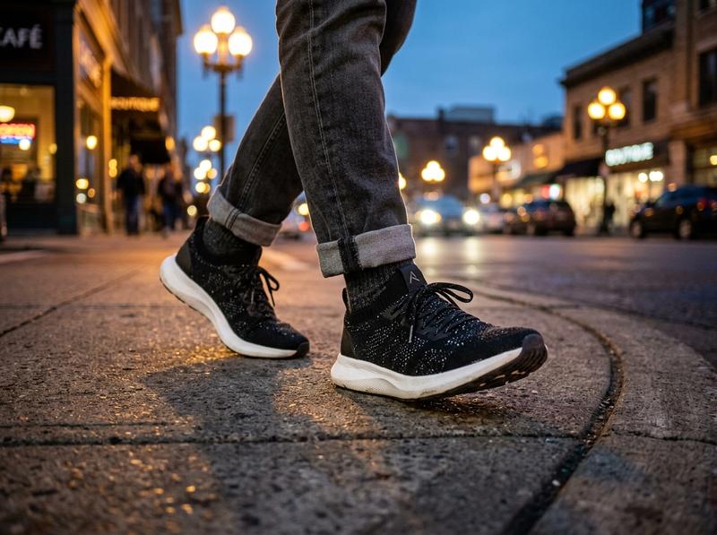 Person wearing AERIS Onyx Black Sneaker